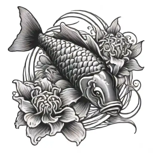 a koi fish and jelly fish tattoo design idea