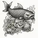 a koi fish and jelly fish tattoo design idea