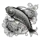 a koi fish and jelly fish tattoo design idea