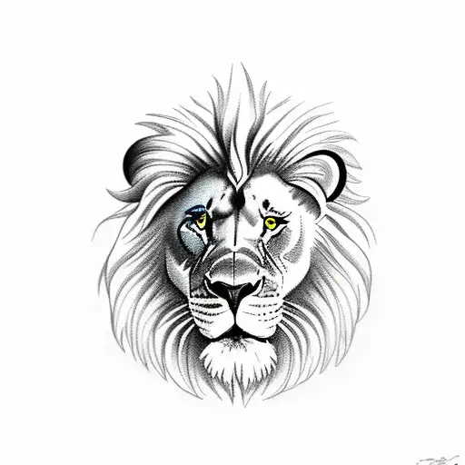 bird and lion tattoo design idea
