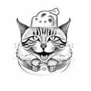 A monster chef grilling barbecue with a cat as their assistant tattoo design idea