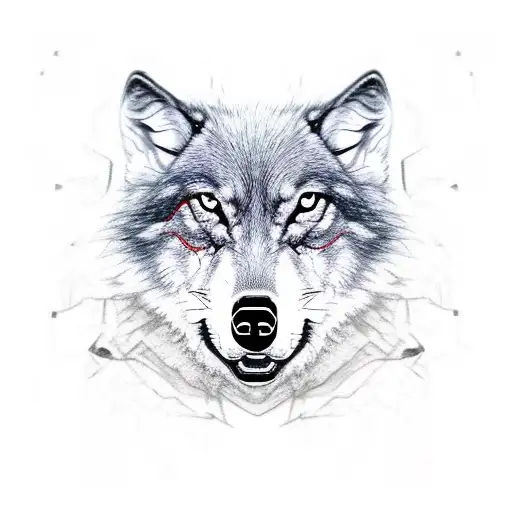 Tribal Wolf Tattoo Design Ornament V-Neck T-Shirt | TeeShirtPalace