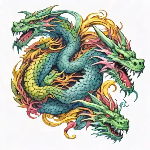 multi dragons from story book open tattoo design idea
