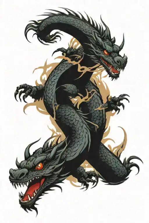 dragons swirling out of book   tattoo design idea