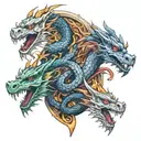 multi dragons from story book open tattoo design idea