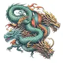 multi dragons from story book open tattoo design idea