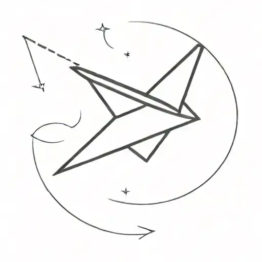 small paper airplane flying with a silhouette of a person tattoo design idea