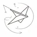 small paper airplane flying with a silhouette of a person tattoo design idea