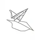 small paper airplane flying with a silhouette of a person tattoo design idea