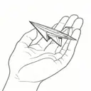small paper airplane flying with a silhouette of a person tattoo design idea
