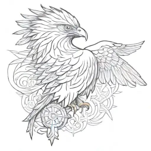 firefighter fish eagle cross tattoo design idea
