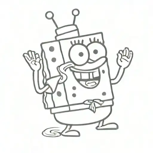 spongebob holding a frog tattoo design idea