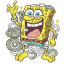spongebob squarepants holding a derpy frog tattoo design idea