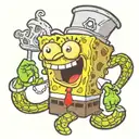 spongebob squarepants holding a derpy frog tattoo design idea