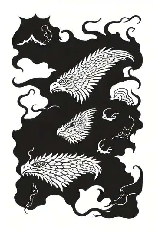 caraxes from house of the dragon , word "dracarys" tattoo design idea
