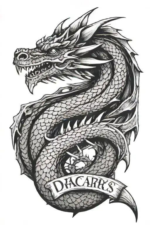 dragon caraxes, word "dracarys" tattoo design idea