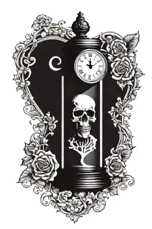 hour glass momento mori memento vive tattoo design idea