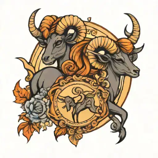 Aries and Sagittarius zodiac sign tattoo design idea