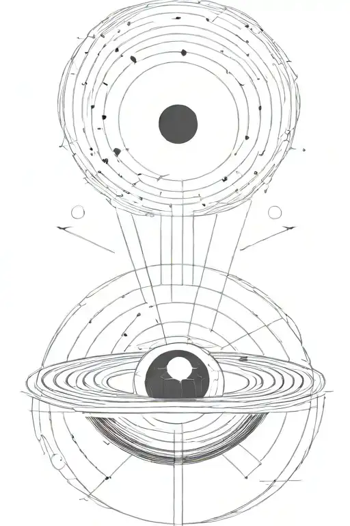 fine line minimal medium sized black tattoo of the black hole from the film Interstellar for a man's upper arm tattoo design idea