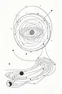 fine line minimal medium sized black tattoo of the black hole from the film Interstellar for a man's upper arm tattoo design idea