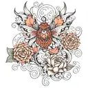 Imagine a large, intricate tattoo that stretches across the upper arm and shoulder, possibly extending onto the chest an tattoo design idea