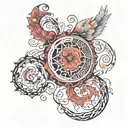 Imagine a large, intricate tattoo that stretches across the upper arm and shoulder, possibly extending onto the chest an tattoo design idea