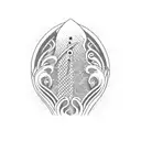 surfboard with waves tattoo design idea