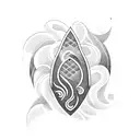 surfboard with waves tattoo design idea