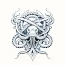 kraken taking down a ship tattoo design idea