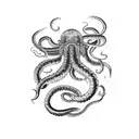 kraken taking down a ship tattoo design idea