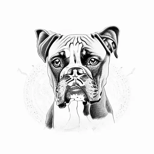 boxer Dog and hand tattoo design idea