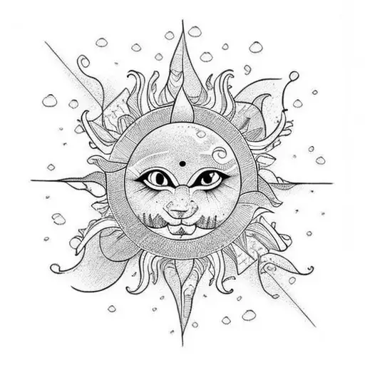 sun, joy, pain, rain tattoo design idea