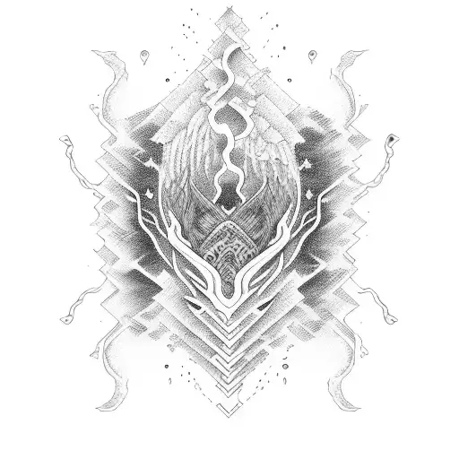 A heartbeat waveform merging with crashing ocean waves tattoo design idea