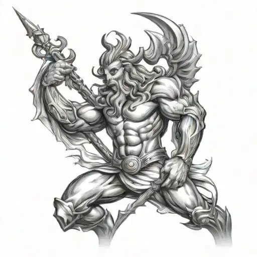triton poseidon son tattoo design idea