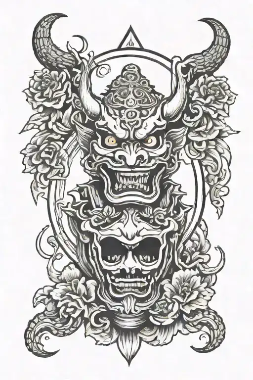 heart lantern smoke  hannya tattoo design idea