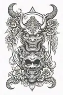 heart lantern smoke  hannya tattoo design idea