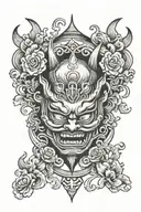 heart lantern smoke  hannya tattoo design idea