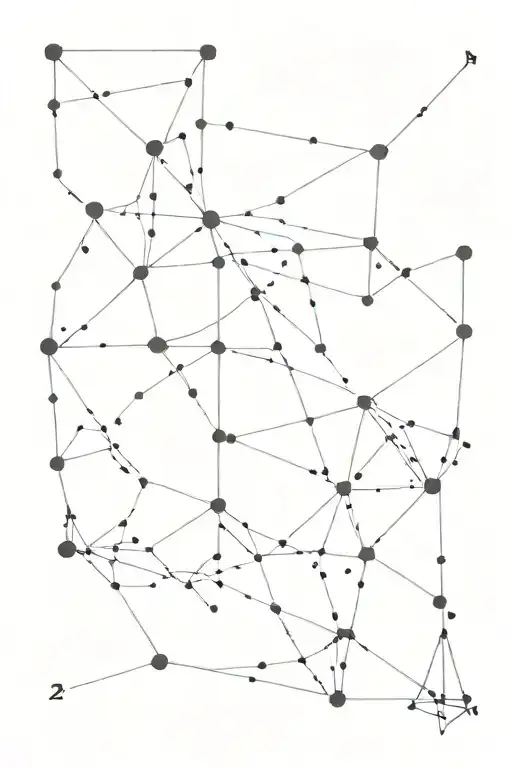 A constellation of Picese arranged in a business graph pattern, in blackwork style tattoo design idea