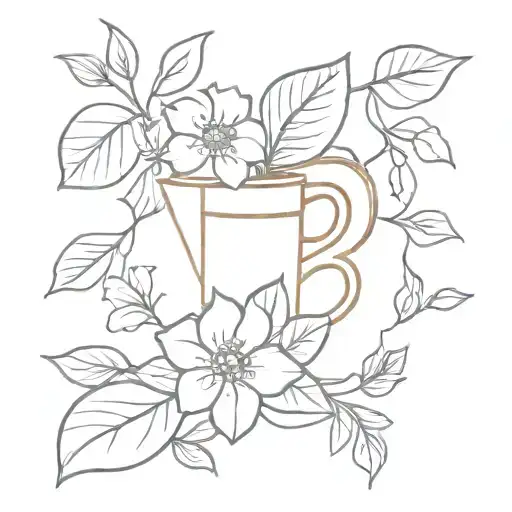 moka pot plant flower tattoo design idea