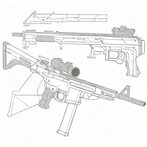 Rifle with silencer and Name Annlca tattoo design idea