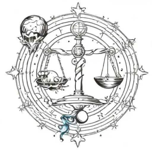 combine the zodiac symbol for libra and aquarius constellation tattoo design idea