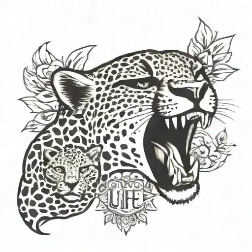 cheetah print with "life goes on" in the middle  on shoulder  tattoo design idea