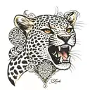 cheetah print with "life goes on" in the middle  on shoulder  tattoo design idea