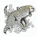 cheetah print with "life goes on" in the middle  on shoulder  tattoo design idea