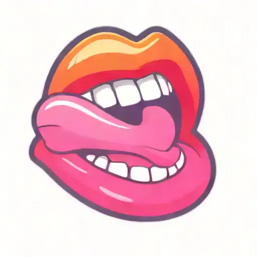 a woman's mouth licking lips and drooling sensual desire tattoo design idea