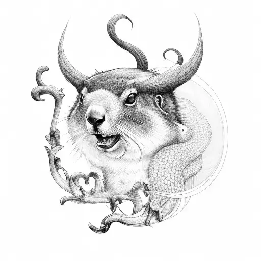 marmot with chanterelles  tattoo design idea