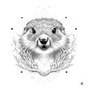 small marmot with chanterelles around tattoo design idea