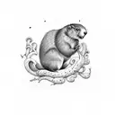 small marmot with chanterelles around tattoo design idea