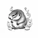 small marmot with chanterelles around tattoo design idea