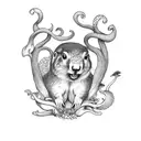 small marmot with chanterelles around tattoo design idea